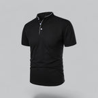 Men's  Polo Shirt with Collarless Design and Button Placket
