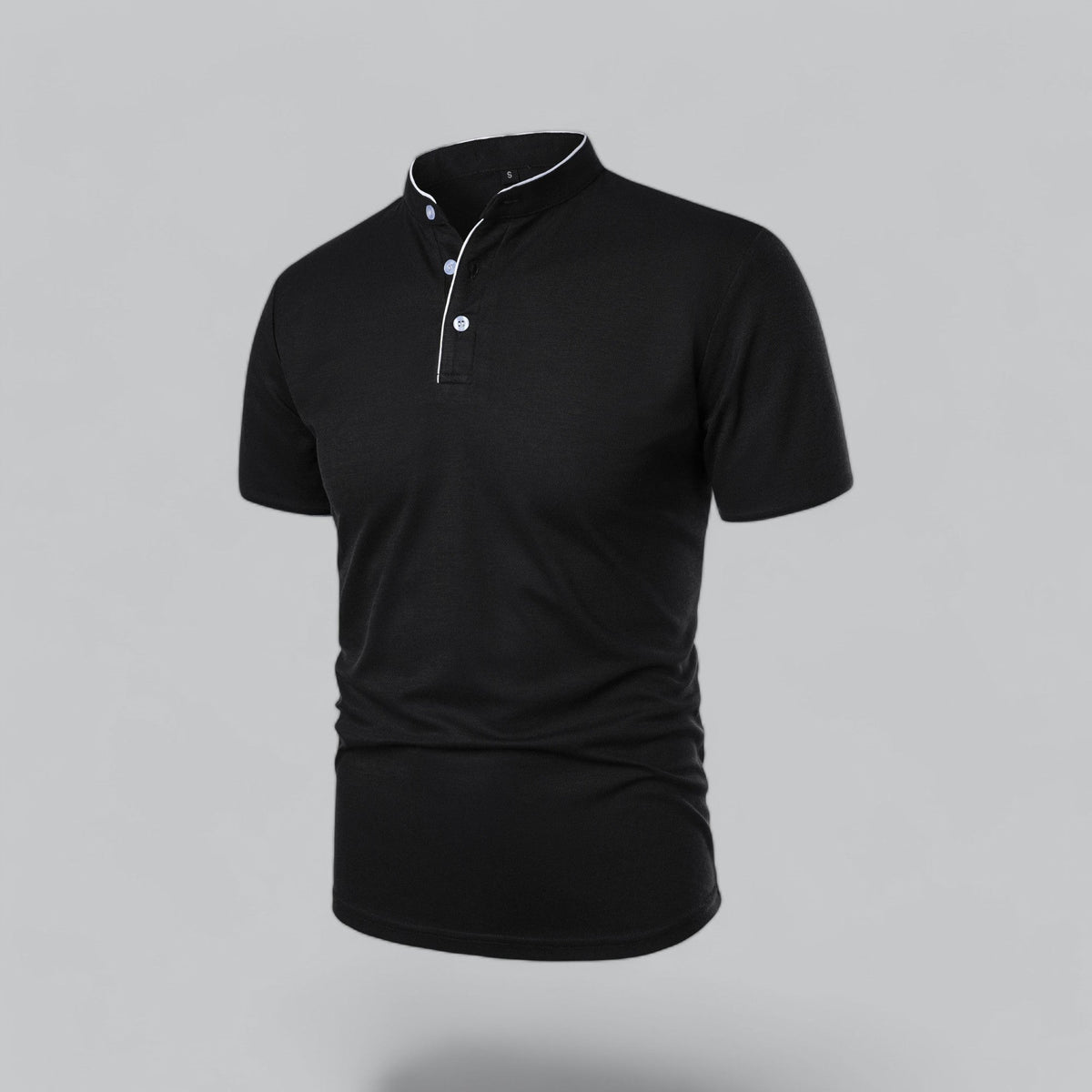 Men's  Polo Shirt with Collarless Design and Button Placket