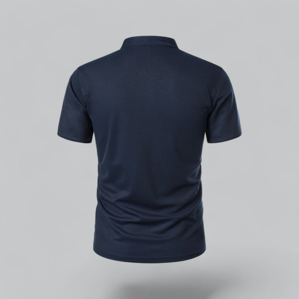 Men's  Polo Shirt with Collarless Design and Button Placket