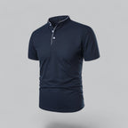 Men's  Polo Shirt with Collarless Design and Button Placket
