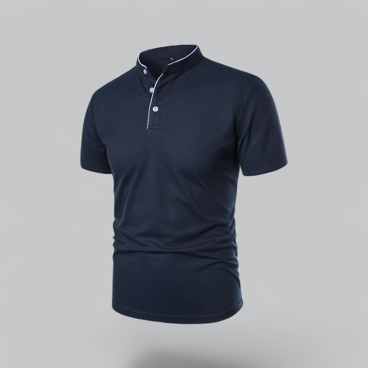 Men's  Polo Shirt with Collarless Design and Button Placket