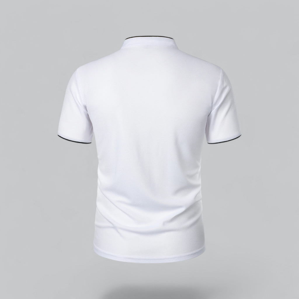 Men's  Polo Shirt with Collarless Design and Button Placket