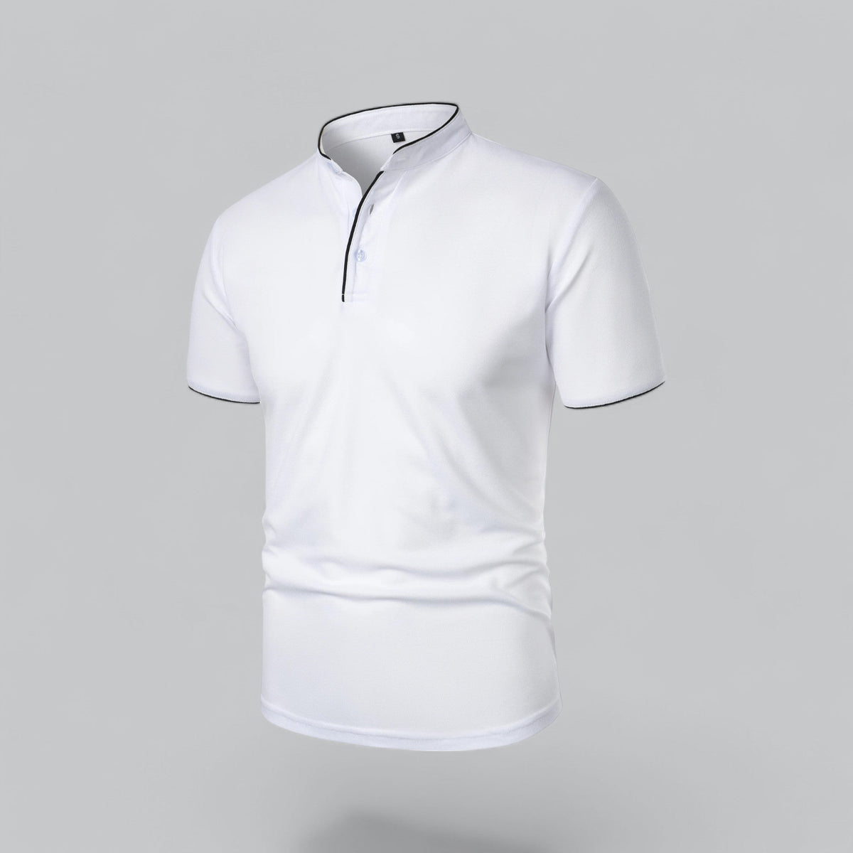 Men's  Polo Shirt with Collarless Design and Button Placket