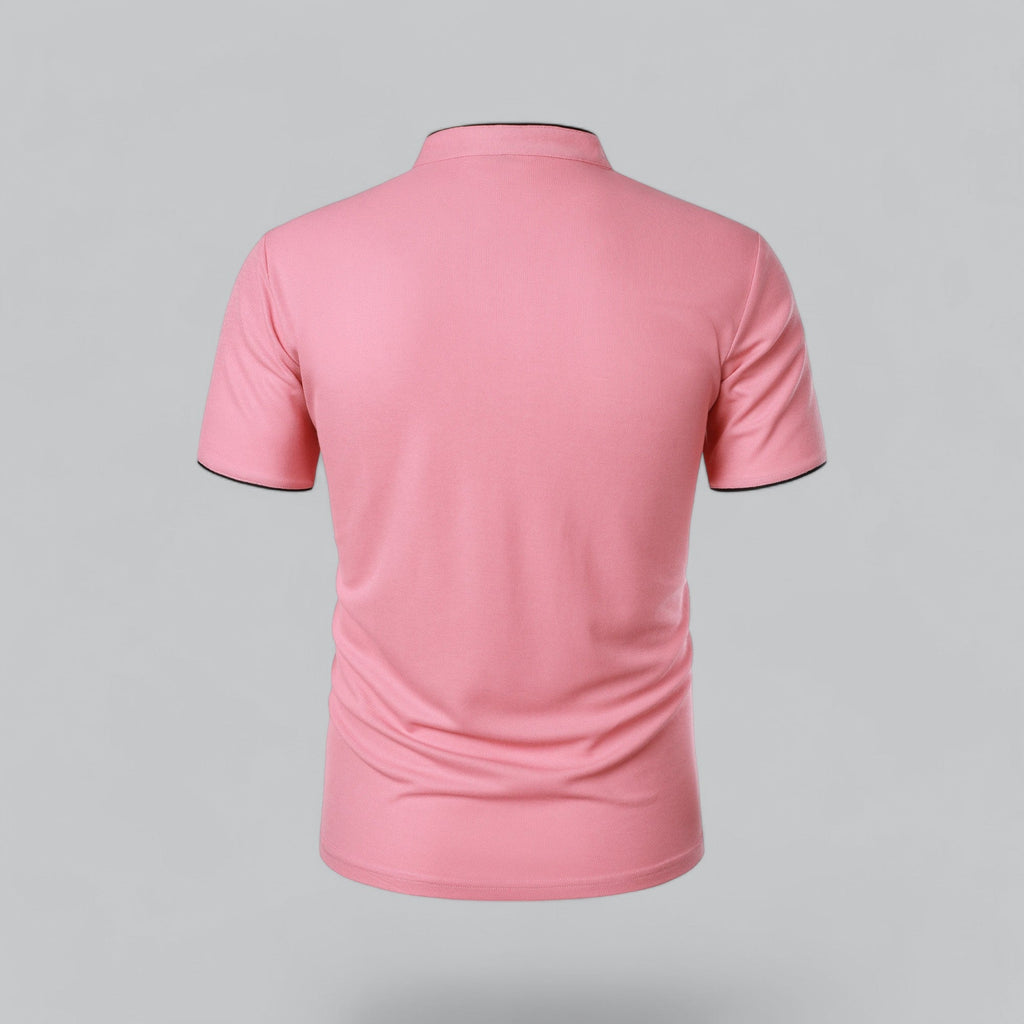 Men's  Polo Shirt with Collarless Design and Button Placket