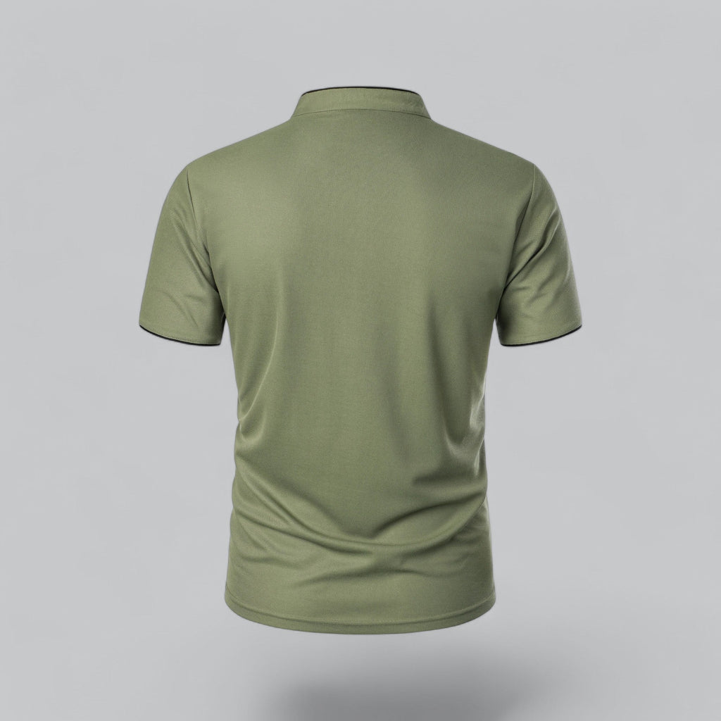Men's  Polo Shirt with Collarless Design and Button Placket