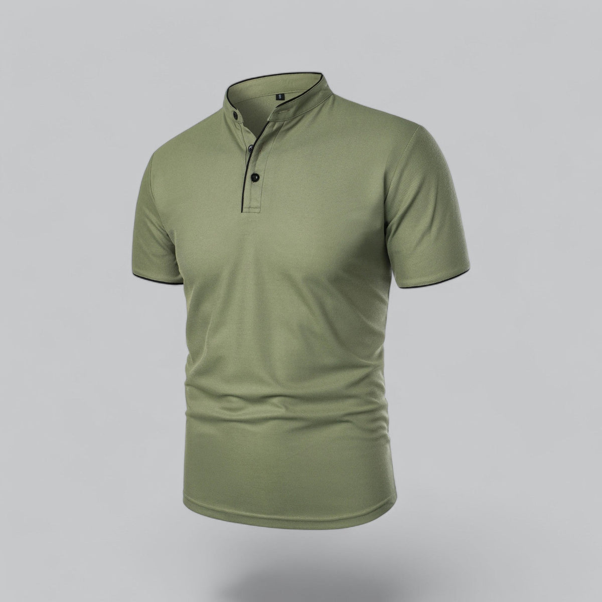 Men's  Polo Shirt with Collarless Design and Button Placket