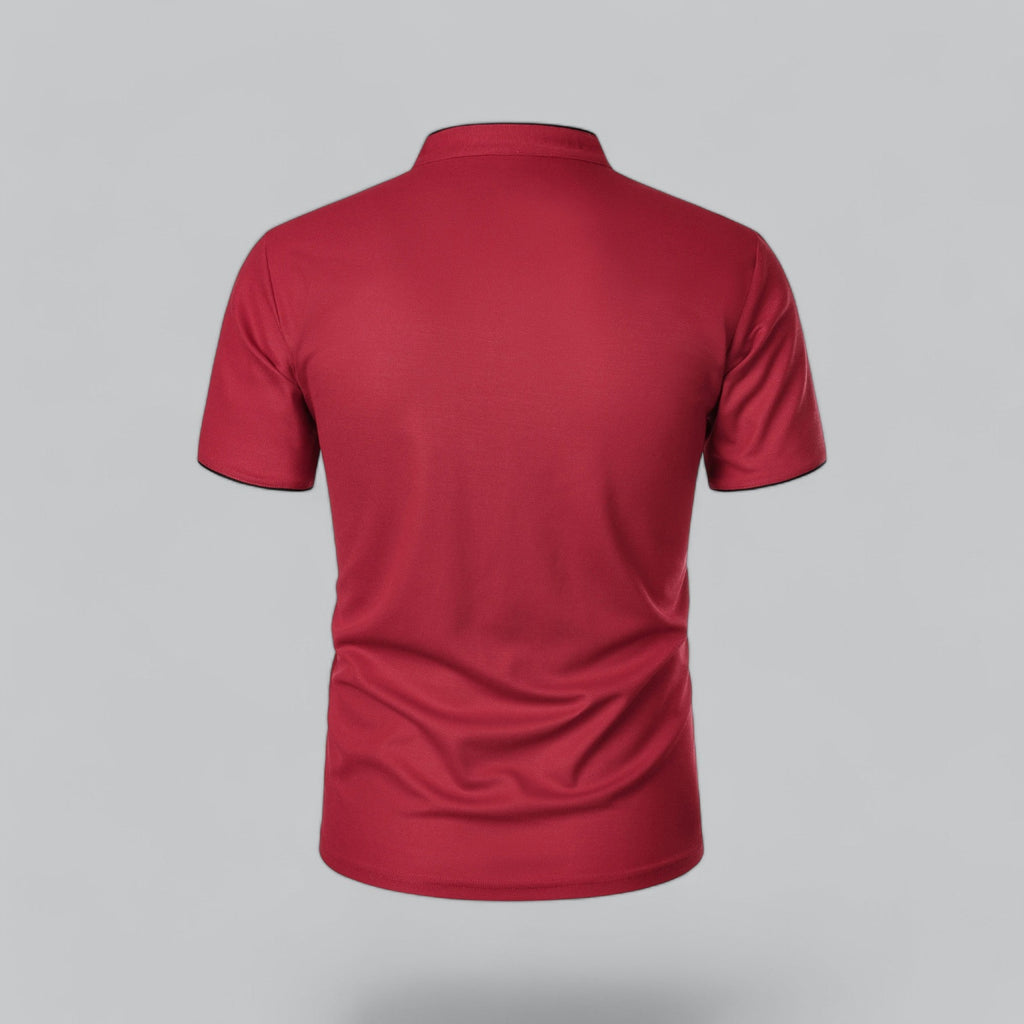 Men's  Polo Shirt with Collarless Design and Button Placket