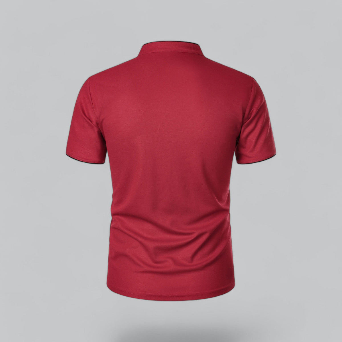 Men's  Polo Shirt with Collarless Design and Button Placket