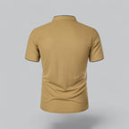 Men's  Polo Shirt with Collarless Design and Button Placket