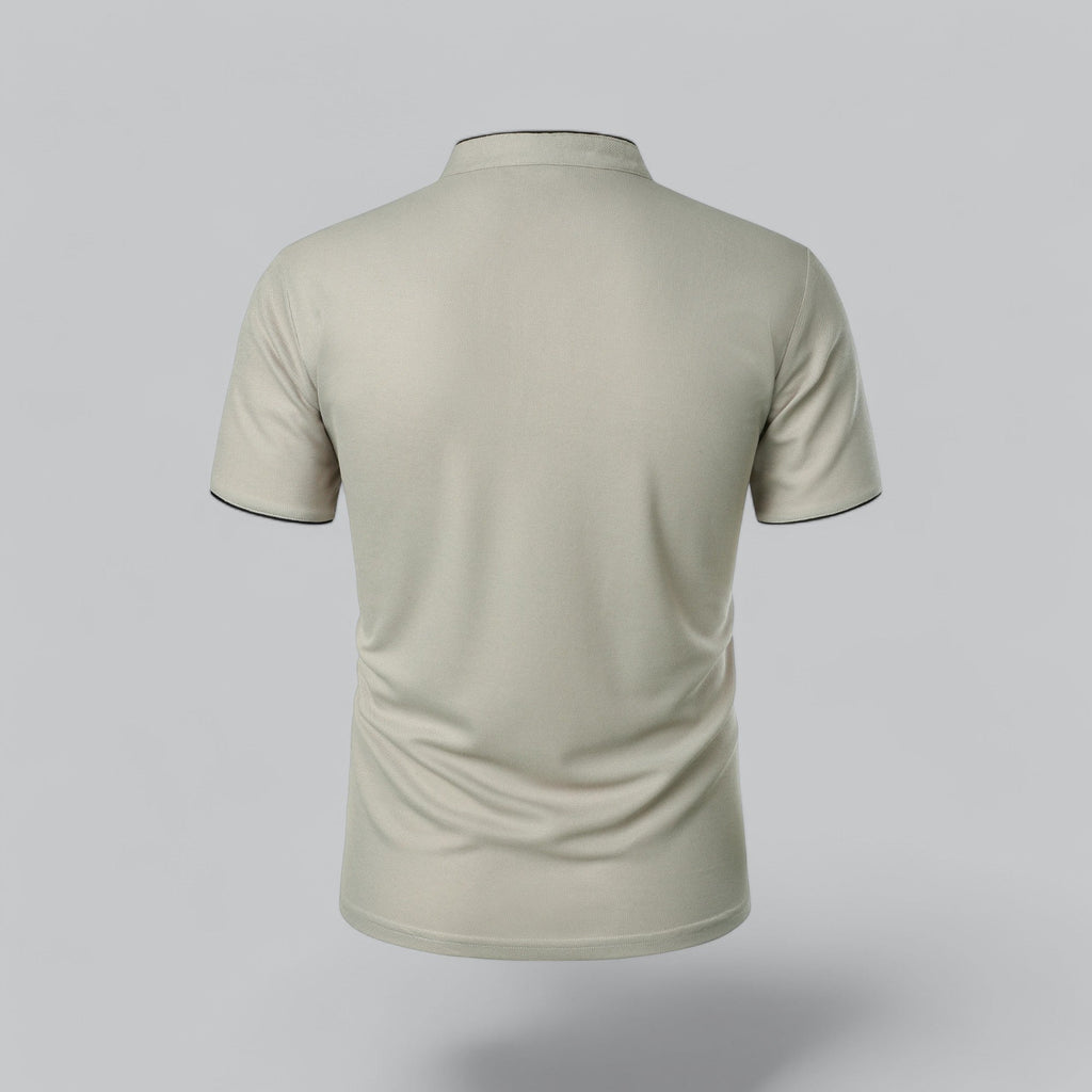 Men's  Polo Shirt with Collarless Design and Button Placket