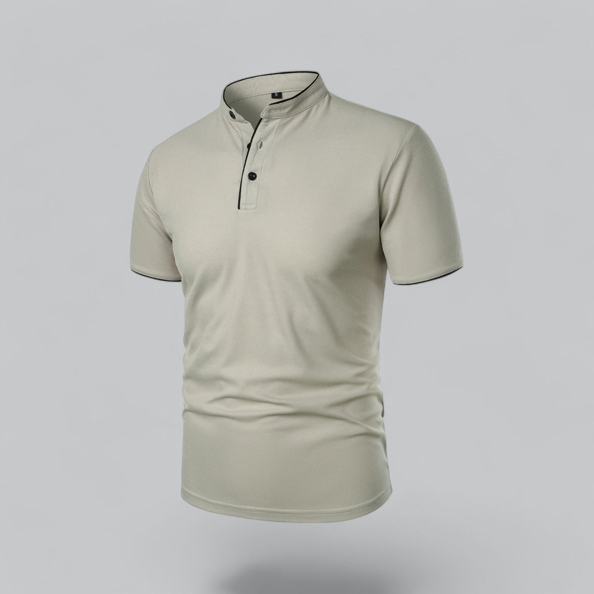 Men's  Polo Shirt with Collarless Design and Button Placket