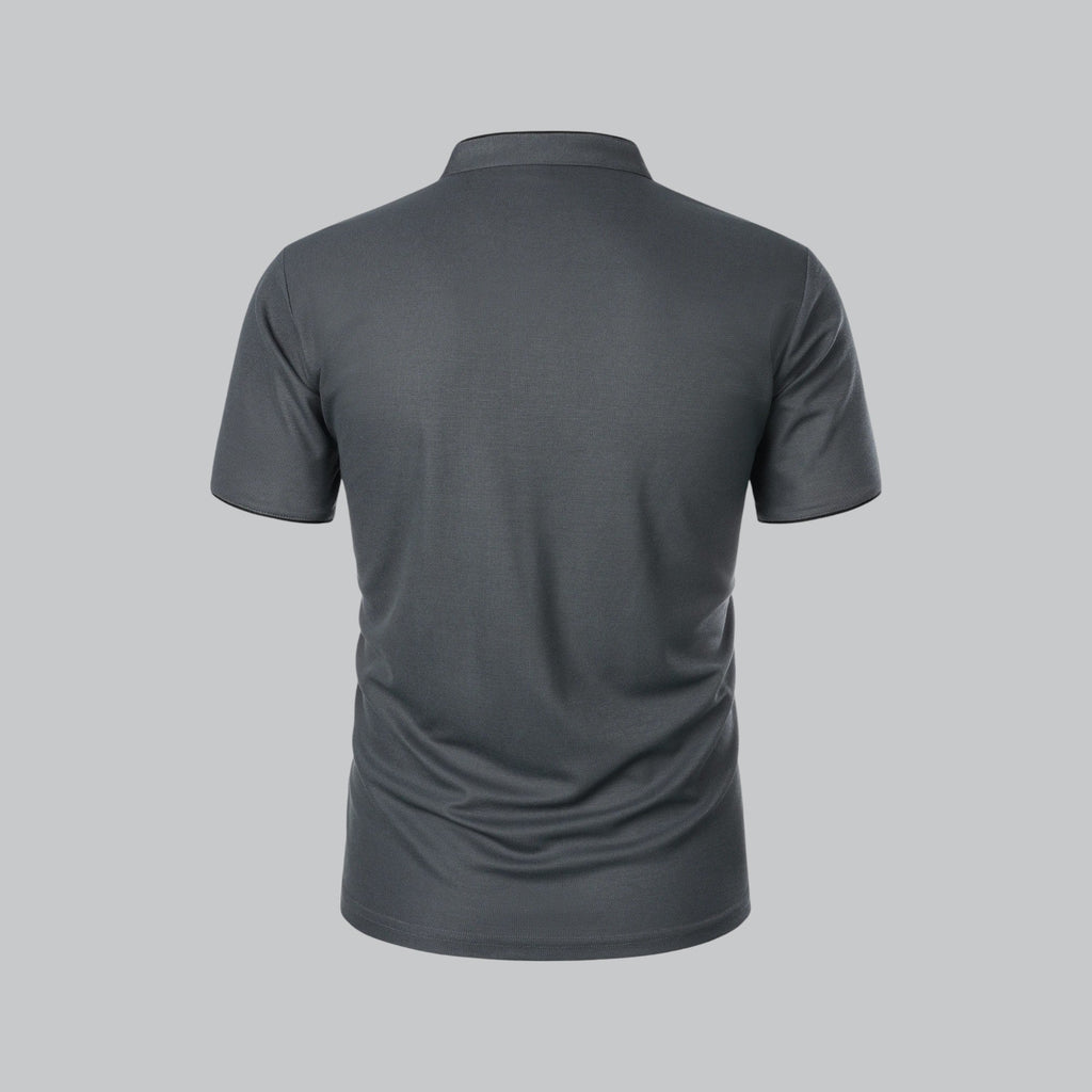Men's  Polo Shirt with Collarless Design and Button Placket