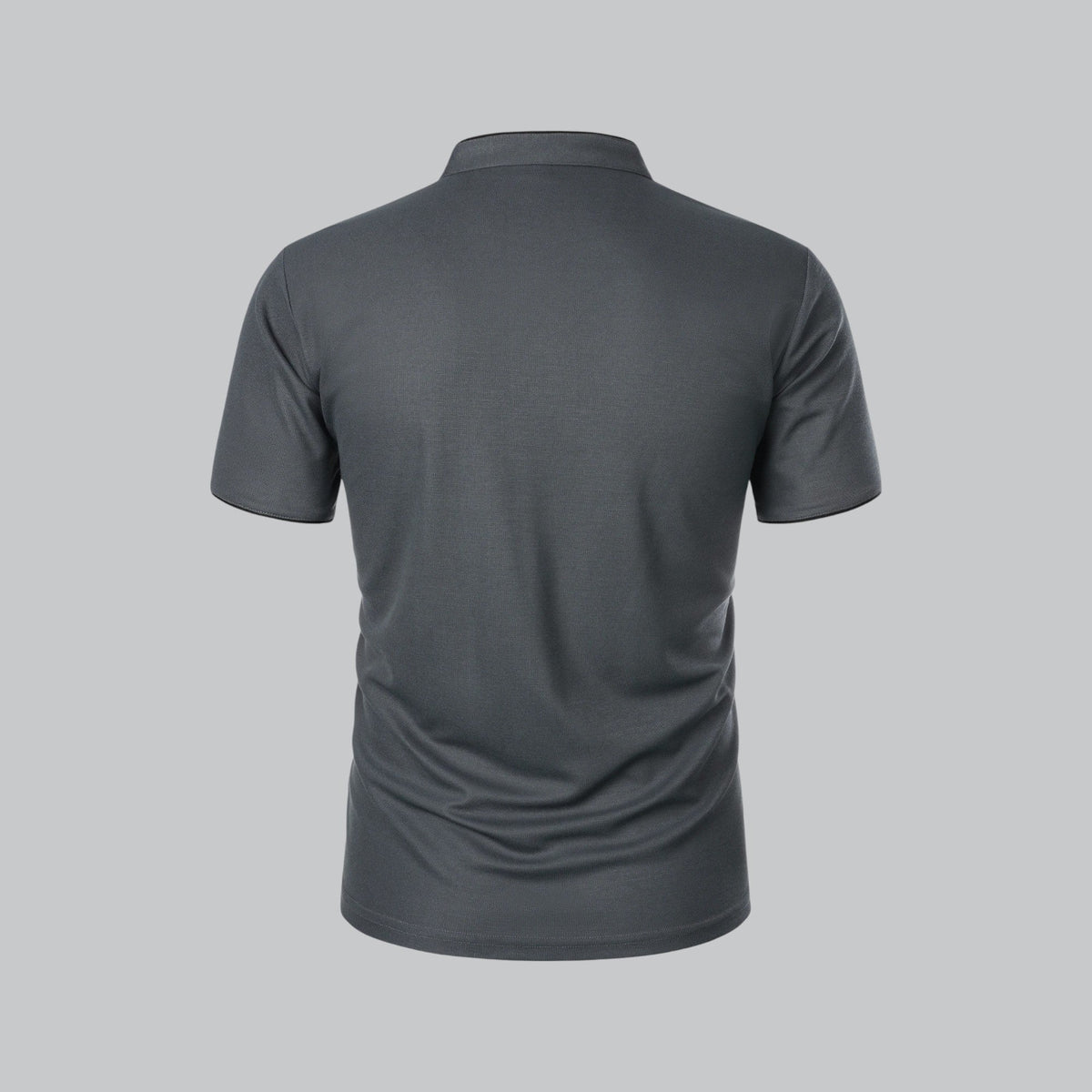 Men's  Polo Shirt with Collarless Design and Button Placket