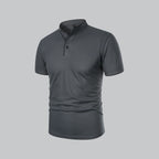 Men's  Polo Shirt with Collarless Design and Button Placket