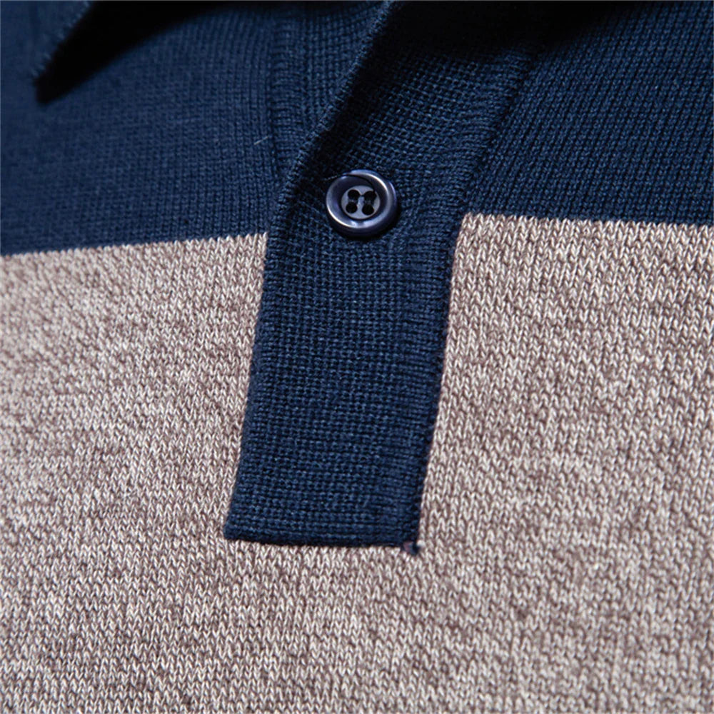 Pull à col polo homme à coloris contrastés pour une élégance sportive et un style polyvalent