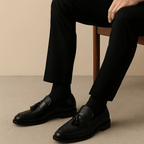 Men's Tassel Loafers with Slip On Design and Apron Toe