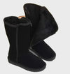 Bottes montantes chaudes et imperméables en daim et peau lainée pour femme, avec fermeture éclair latérale