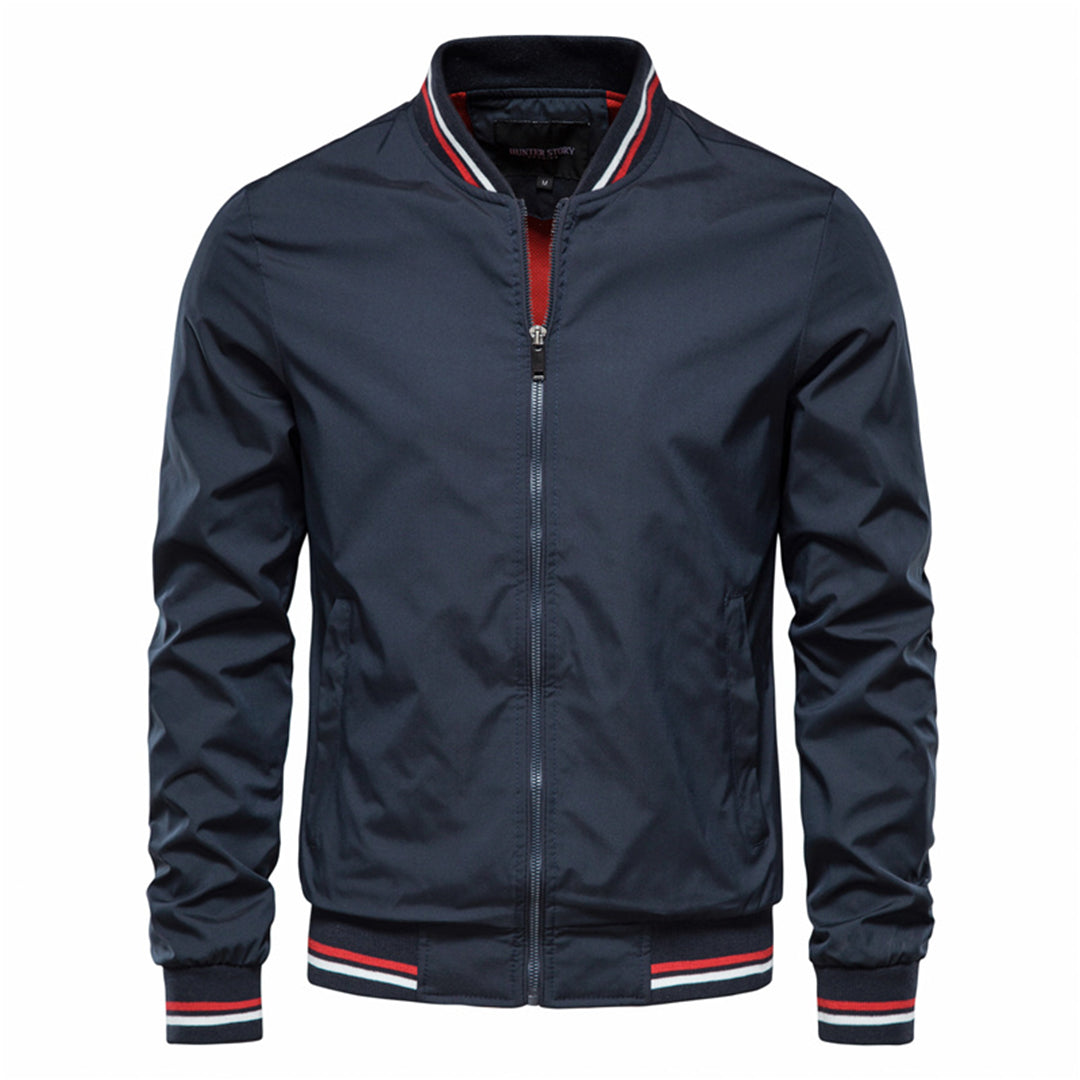 Blouson bomber homme entièrement zippé, à col montant et finitions côtelées