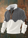 Men's Quarter Zip Sweater with Stand Collar and Diamond Pattern