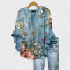 Women’s Floral Print Blouse Ruffle Sleeve Elegant Casual Top