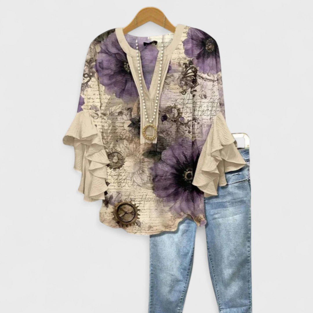 Women's Lightweight Blouse Floral Print Relaxed Fit Casual Top