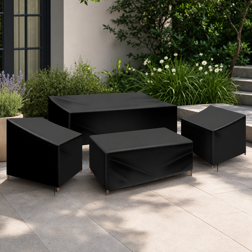 Ensemble de housses pour mobilier de jardin avec ourlet à cordon de serrage et ajustement sécurisé