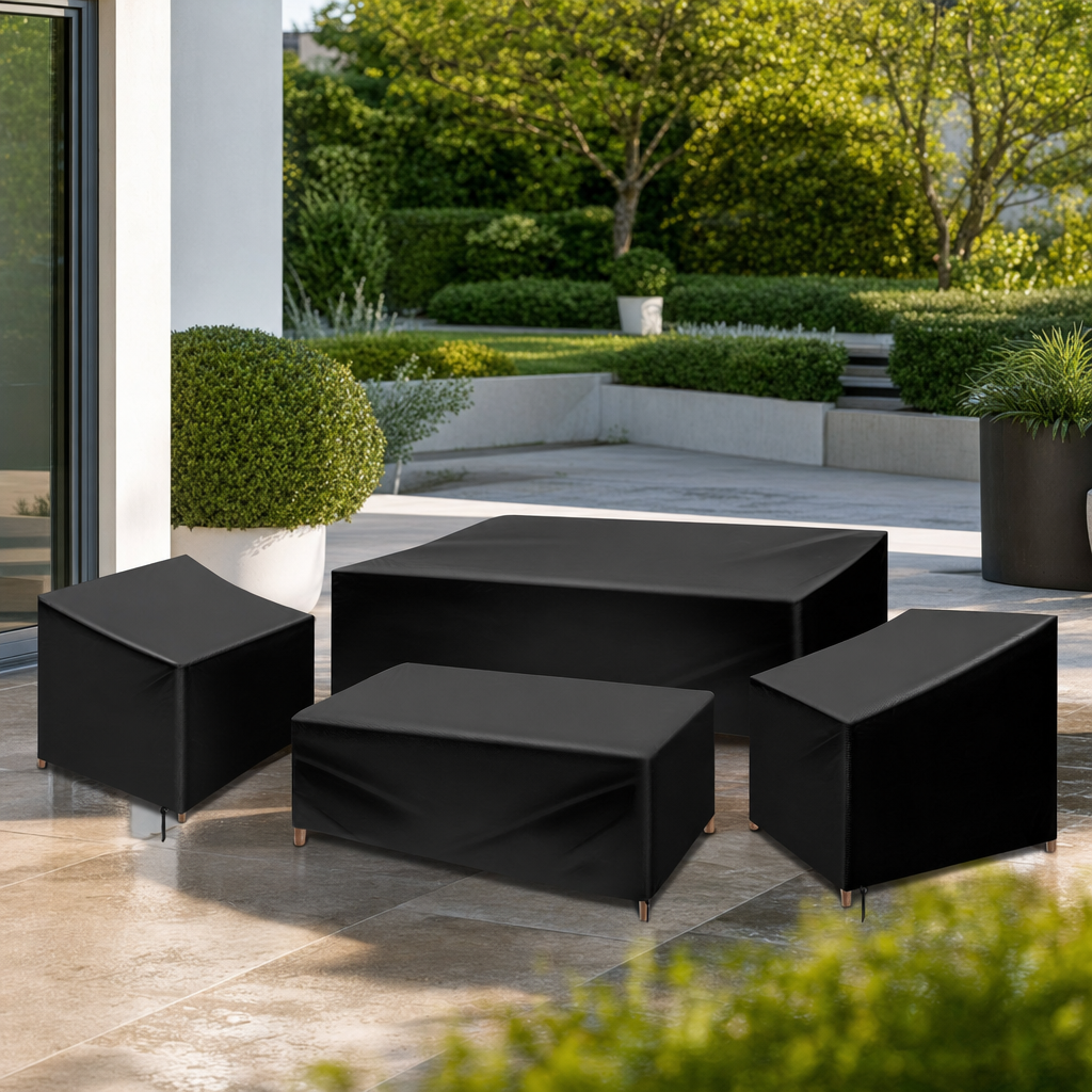 Ensemble de housses pour mobilier de jardin avec ourlet à cordon de serrage et ajustement sécurisé