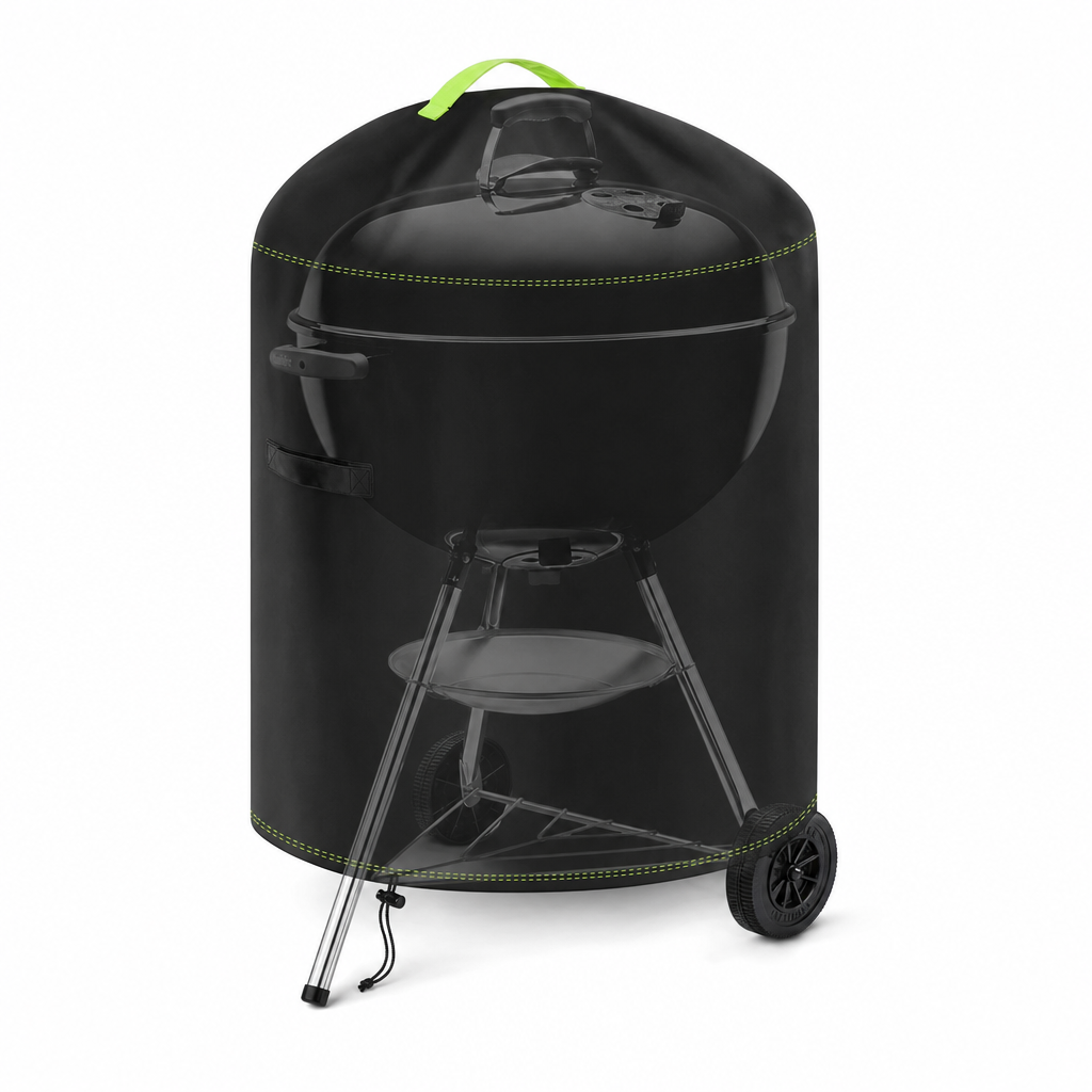 Állítható pántokkal és húzózsinóros szegéllyel ellátott grilltakaróregy: