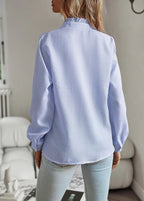 Women's Ruffle Trim Button Front Blouse