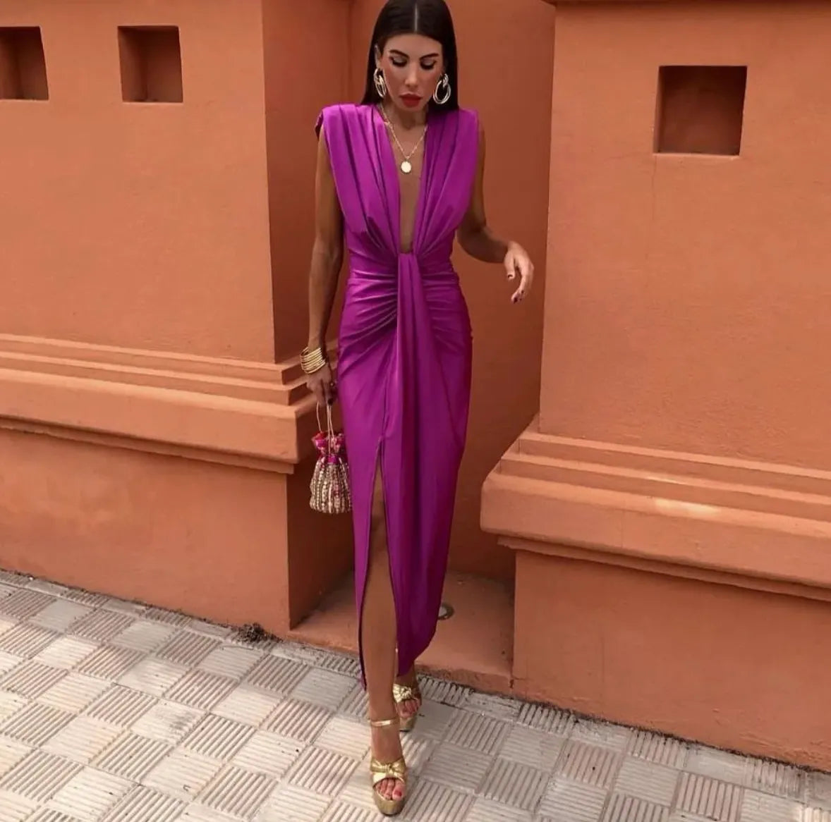 Robe midi plissée douce pour femme, pour un style quotidien