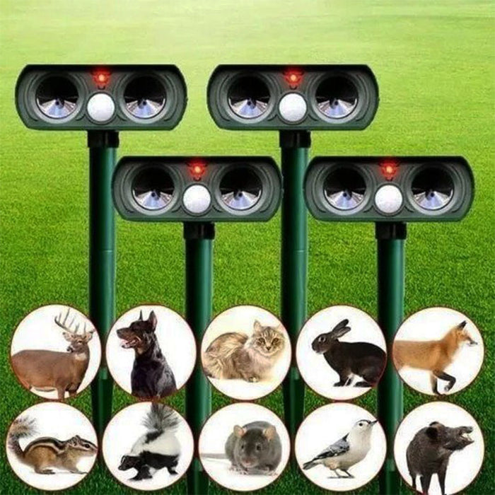 Répulsif à animaux ultrasonique à énergie solaire, activé par détection de mouvement, pour jardins et cours