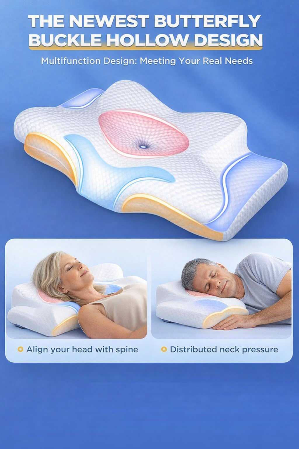 B&B Ergonomic Memory Foam Pillow – Contoured Neck & Spine Support