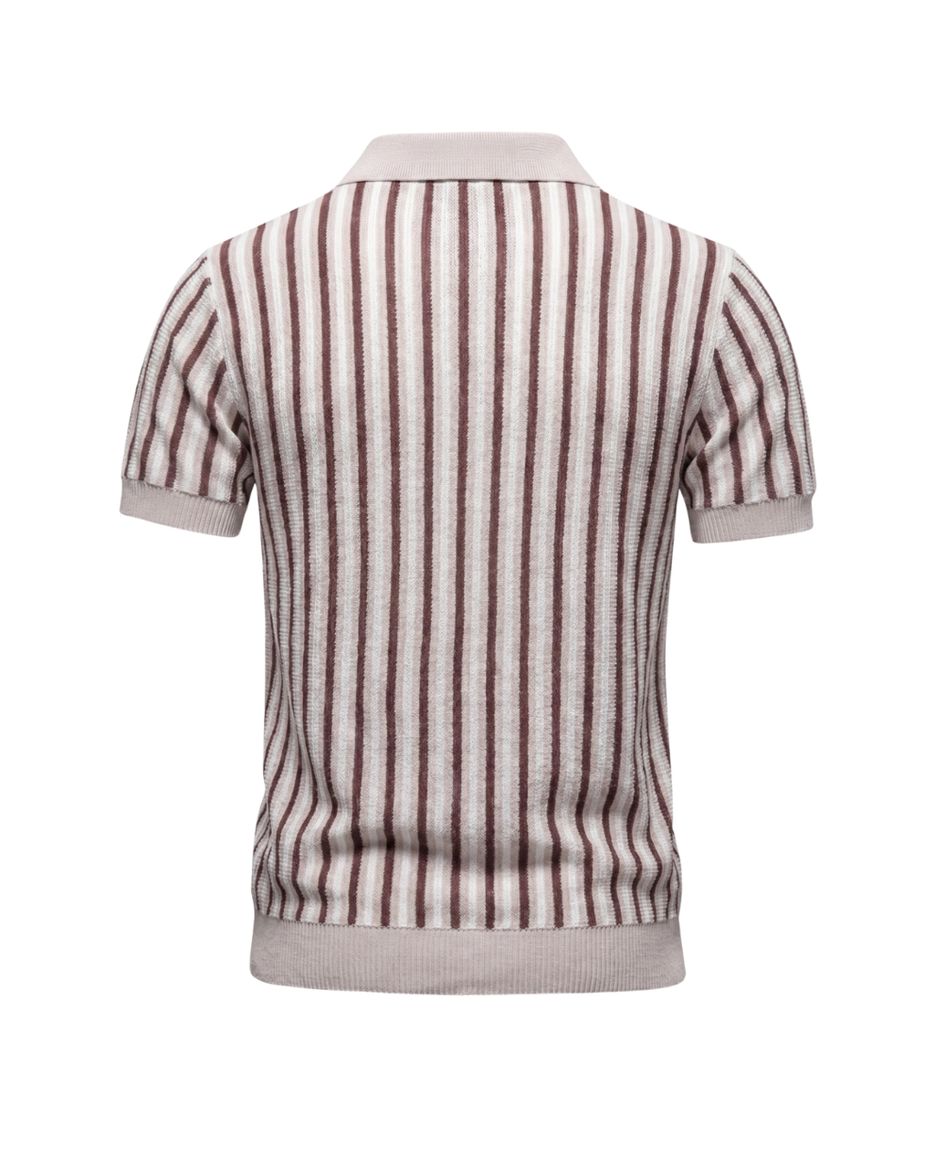 Polo homme tricoté à motif rayé vintage et col ouvert en V