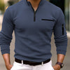 Sporty Elegant Zip-Up Jumper for Men with Stand-Up Collar and Chest Pocket