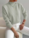 Women's Cozy Mock Neck Sweater with Ribbed Details and Relaxed Fit