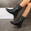 Mid-Calf Lace-Up Boots for Women with Ankle Strap Detail