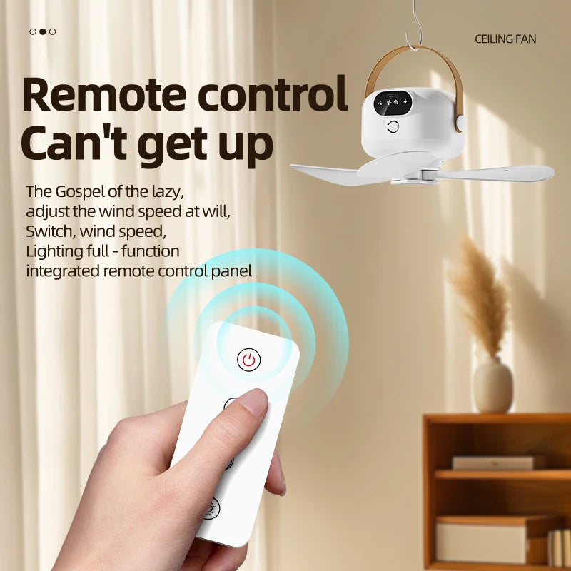 Rechargeable Portable Camping Ceiling Fan with Remote Control