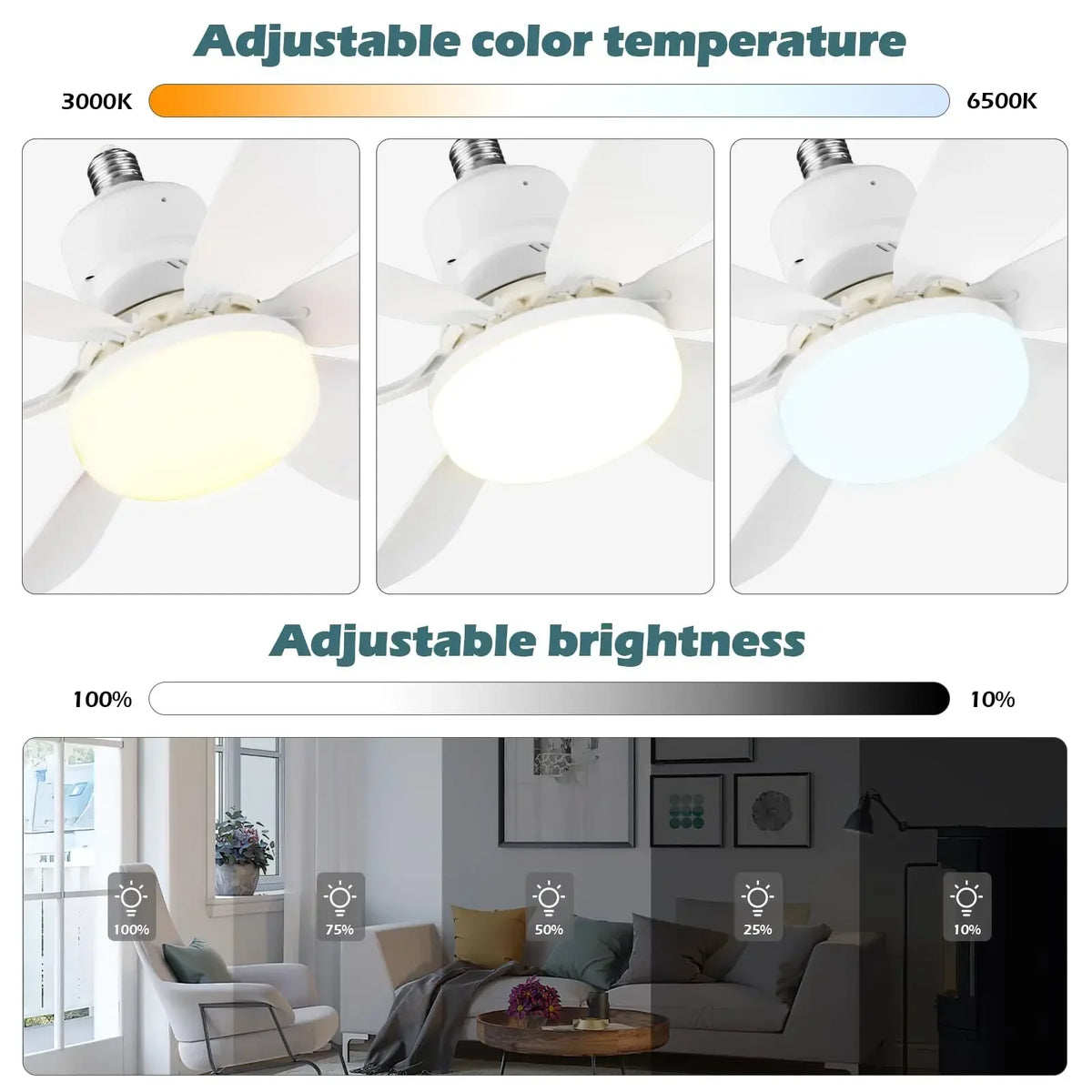 LED Ceiling Fan Light with Remote Control