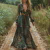 Women's Button Front Maxi Dress Floral Print Dress