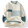 Textured Knit Colour Block Crew Neck Sweater for Men