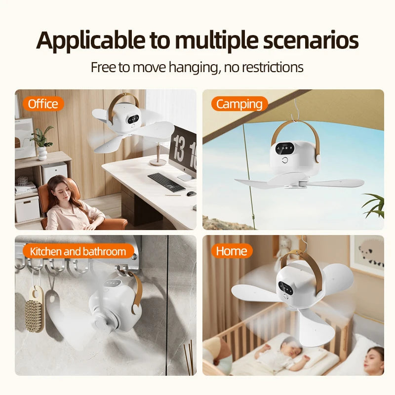 Rechargeable Portable Camping Ceiling Fan with Remote Control