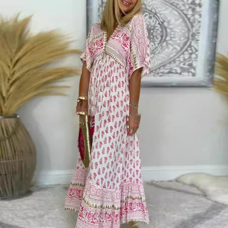 Women's Boho Maxi Dress Relaxed Elegant Style