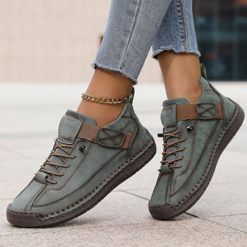 Women's Comfortable Lace-Up Trainers Cushioned Flat Sole Everyday Shoe