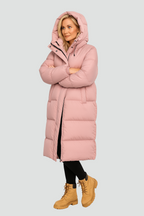 Longue doudoune matelassée isolante pour femme avec capuche – chaleur et style pour l’hiver