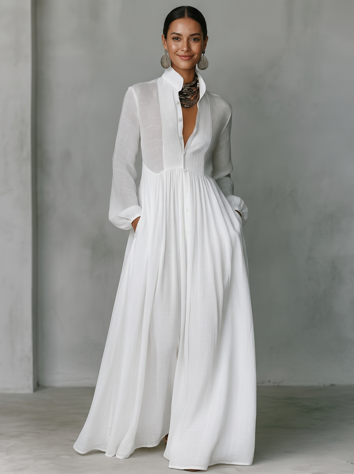 Robe longue élégante à manches longues pour femmes