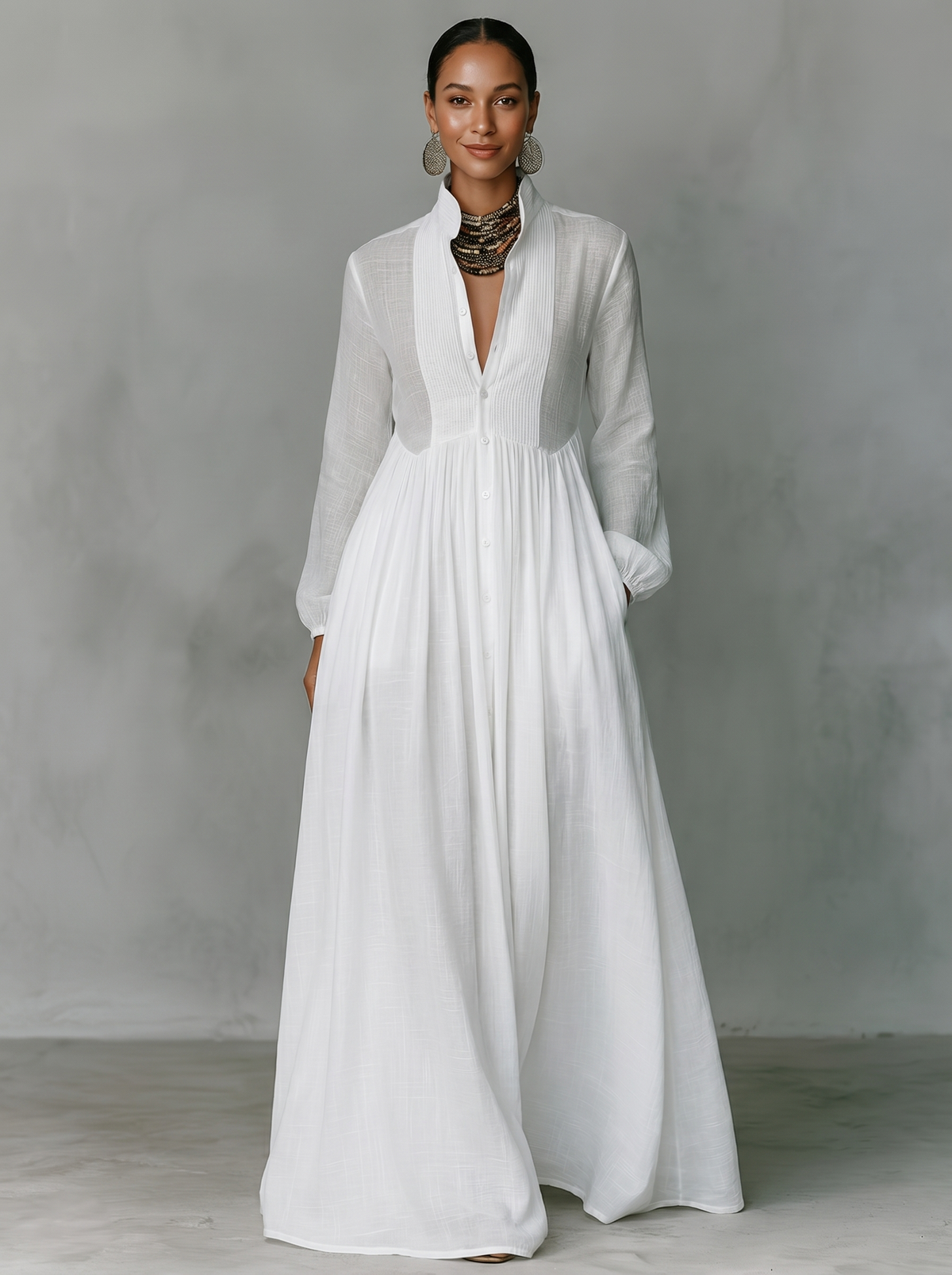 Robe longue élégante à manches longues pour femmes