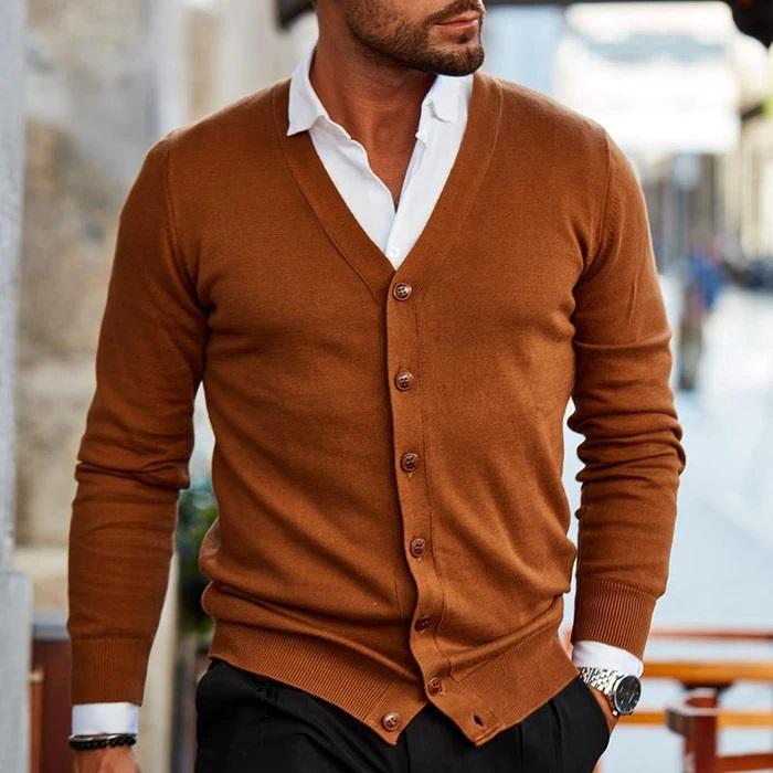 Cardigan élégant pour homme à porter au quotidien, avec patte de boutonnage classique et coupe confortable