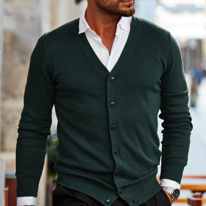 Cardigan élégant pour homme au quotidien, avec patte de boutonnage classique et style polyvalent