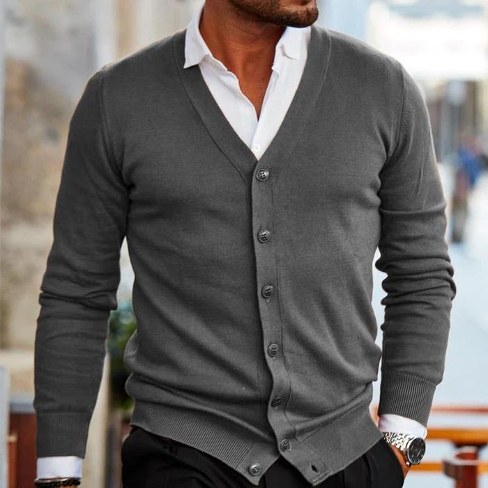 Cardigan élégant pour homme à porter au quotidien, avec patte de boutonnage classique et coupe confortable