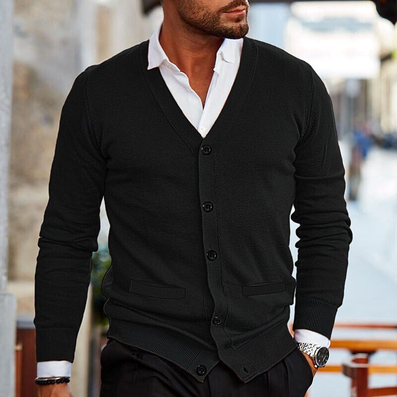 Cardigan élégant pour homme à porter au quotidien, avec patte de boutonnage classique et coupe confortable